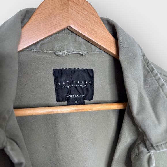 Sanctuary Green Oversized Utility Shacket XL Cotton Button Up Relaxed Streetwear - Picture 3 of 6